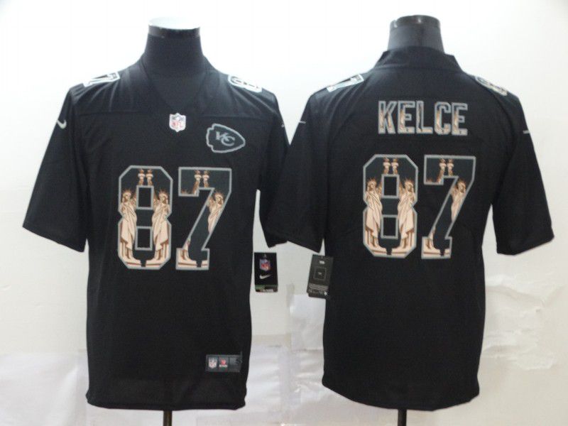 Men Kansas City Chiefs #87 Kelce Black Goddess fashion Edition Nike NFL Jerseys